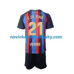 FC Barcelona Dres Frenkie de Jong 21 Domácí Fotbalové Dresy pro Děti 2022-2023 Krátký rukáv