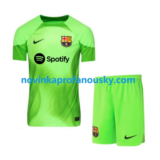 FC Barcelona Dres Brankářské Domácí Fotbalové Dresy pro Děti 2022-2023 Krátký rukáv