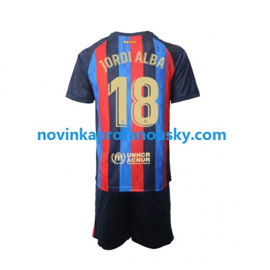 FC Barcelona Dres Jordi Alba 18 Domácí Fotbalové Dresy pro Děti 2022-2023 Krátký rukáv