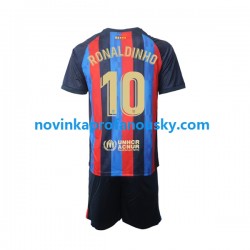 FC Barcelona Dres Ronaldinho 10 Domácí Fotbalové Dresy pro Děti 2022-2023 Krátký rukáv