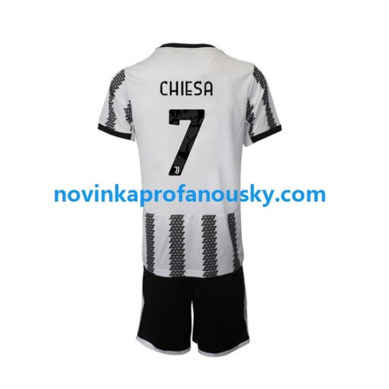 Juventus Dres Chiesa 7 Domácí Fotbalové Dresy pro Děti 2022-2023 Krátký rukáv