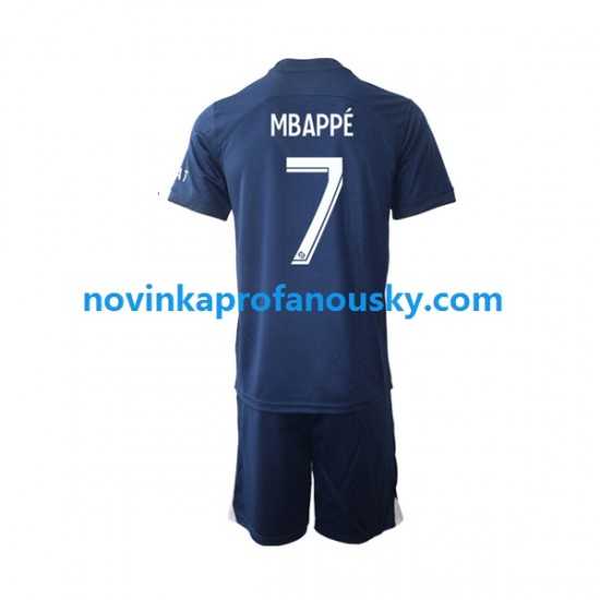 Paris Saint-Germain Dres Mbappé 7 Domácí Fotbalové Dresy pro Děti 2022-2023 Krátký rukáv