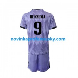 Real Madrid Dres Karim Benzema 9 Venkovní Fotbalové Dresy pro Děti 2022-2023 Krátký rukáv