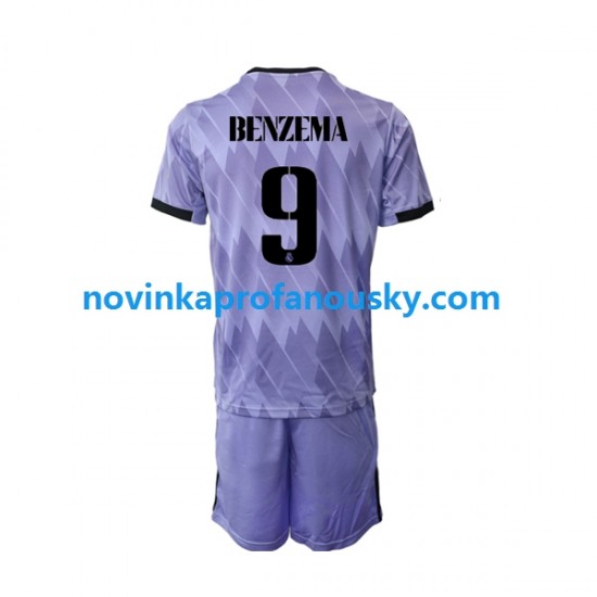Real Madrid Dres Karim Benzema 9 Venkovní Fotbalové Dresy pro Děti 2022-2023 Krátký rukáv