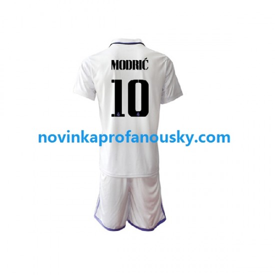 Real Madrid Dres Modrić Luka 10 Domácí Fotbalové Dresy pro Děti 2022-2023 Krátký rukáv