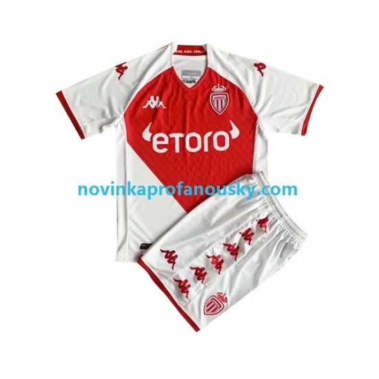 AS Monaco Dres Domácí Fotbalové Dresy pro Děti 2022-2023 Krátký rukáv