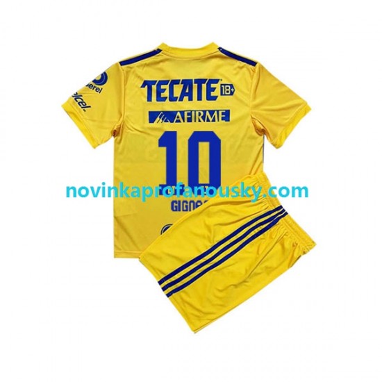 Tigres UANL Dres André-Pierre Gignac 10 Domácí Fotbalové Dresy pro Děti 2022-2023 Krátký rukáv