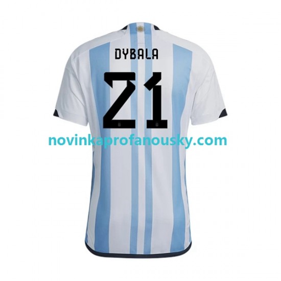 Argentina Dres Dybala 21 Domácí Fotbalové Dresy pro Muže MS ve fotbale 2022 Krátký rukáv