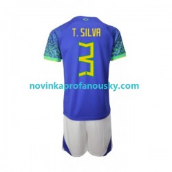 Brazílie Dres Thiago Silva 3 Venkovní Fotbalové Dresy pro Děti MS ve fotbale 2022 Krátký rukáv