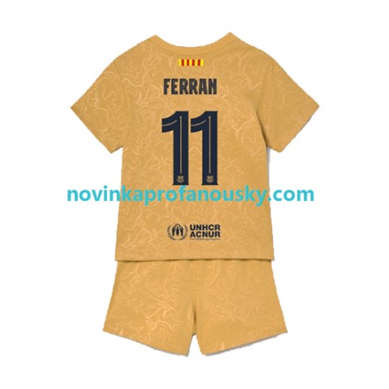 FC Barcelona Dres Ferran Torres 11 Venkovní Fotbalové Dresy pro Děti 2022-2023 Krátký rukáv