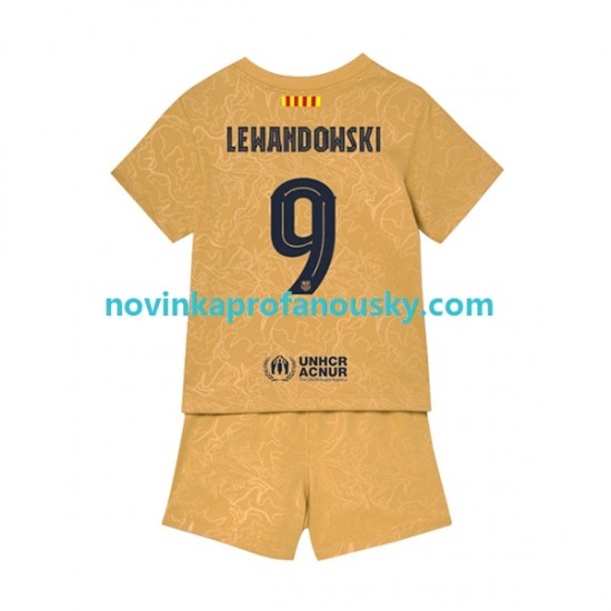 FC Barcelona Dres Lewandowski 9 Venkovní Fotbalové Dresy pro Děti 2022-2023 Krátký rukáv