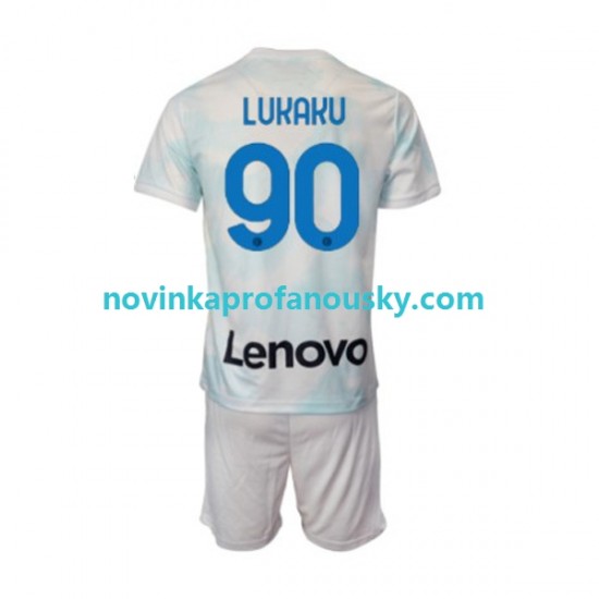 Inter Milán Dres Romelu Lukaku 90 Venkovní Fotbalové Dresy pro Děti 2022-2023 Krátký rukáv
