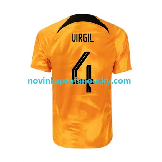 Nizozemsko Dres Virgil 4 Domácí Fotbalové Dresy pro Muže MS ve fotbale 2022 Krátký rukáv