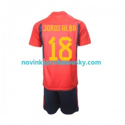 Španělsko Dres Jordi Alba 18 Domácí Fotbalové Dresy pro Děti MS ve fotbale 2022 Krátký rukáv