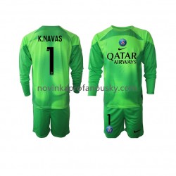Paris Saint-Germain Dres Keylor Navas 1 Brankářské Domácí Fotbalové Dresy pro Děti 2022-2023 Dlouhý rukáv