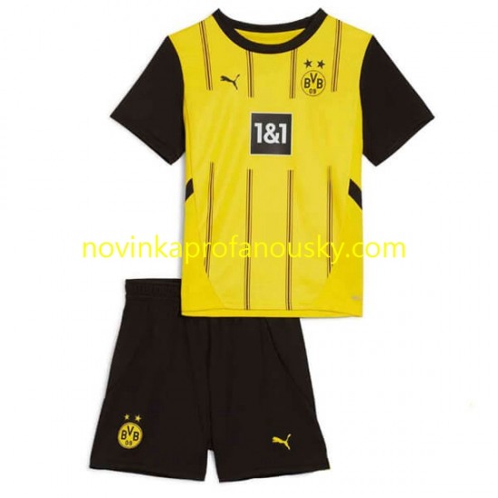 Borussia Dortmund Dres Domácí Fotbalové Dresy pro Děti 2024-2025 Krátký rukáv