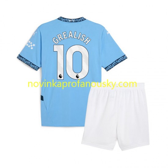 Manchester City Dres Jack Grealish 10 Domácí Fotbalové Dresy pro Děti 2024-2025 Krátký rukáv