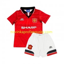 Manchester United Dres Retro Domácí Fotbalové Dresy pro Děti 1994 Krátký rukáv