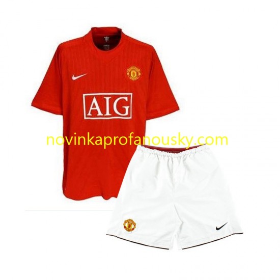 Manchester United Dres 2007 Retro Domácí Fotbalové Dresy pro Děti Krátký rukáv