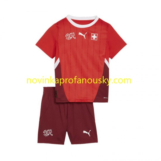 Švýcarsko Dres Domácí Fotbalové Dresy pro Děti Euro 2024 Krátký rukáv